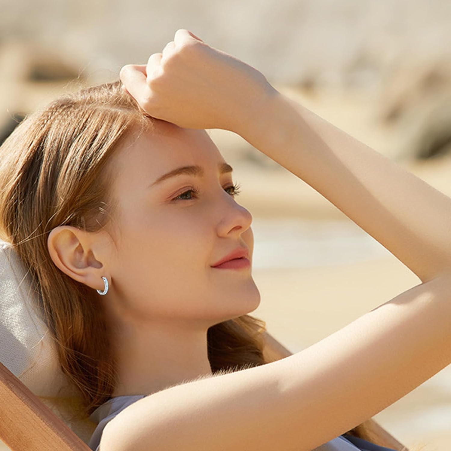 MEDWISE Hoop Earrings for Women 925 Sterling Silver Multi Colored Opal Hoop Earrings Huggie Hoop Earrings Hypoallergenic Earrings Christmas Jewelry Gift for Women Daughter Wife Mom Friends - Image 4