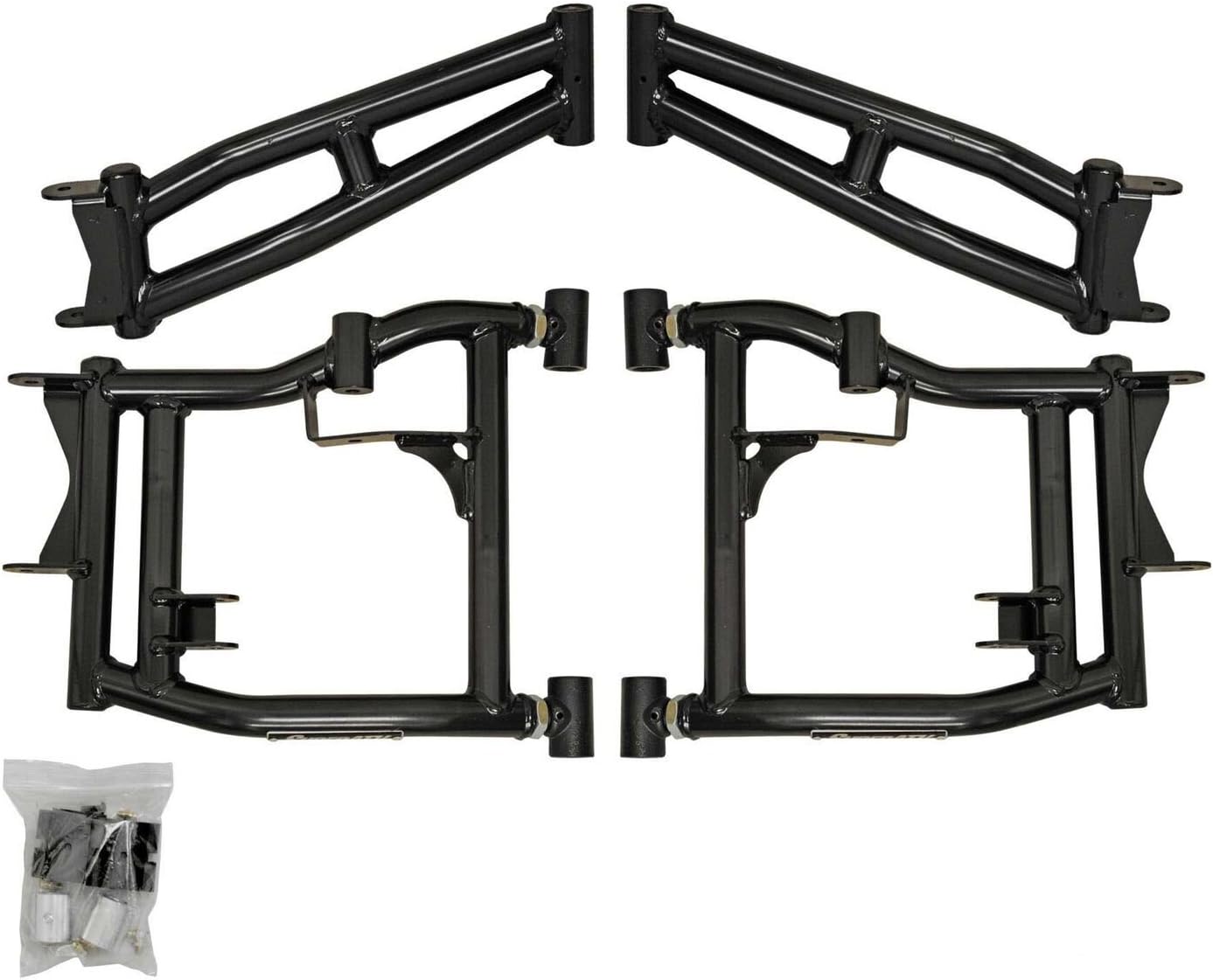 SuperATV Heavy Duty Black High Clearance Rear Offset A-Arms for 2016-2020 Polaris RZR S 900