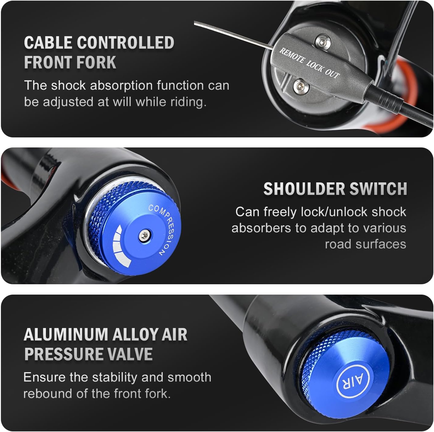 X9 Pro Mountain Bike Suspension Bicycle Front Fork - Adjustable Damping Rebound, 140/160MM Travel, Fits 26/27.5/29 Inches