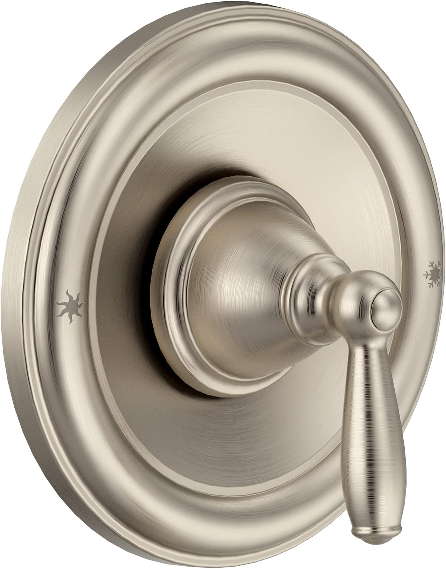 Moen Brantford Brushed Nickel Pressure Balancing Traditional Tub and Shower Trim Kit, Bathroom Shower Lever Handle with Escutcheon (Posi-Temp Valve Required), T2151BN