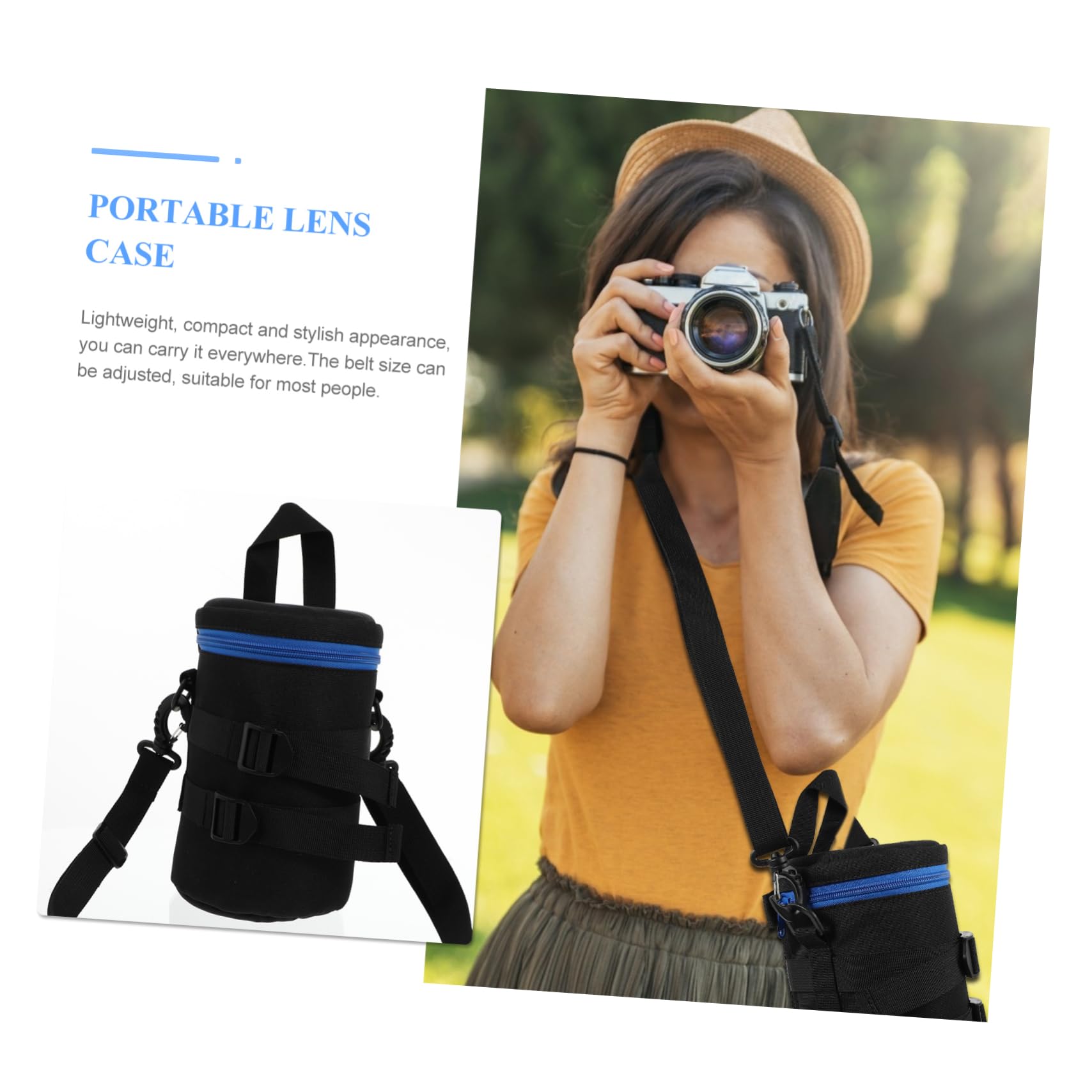 Custodia per Obiettivo Fotocamera Antiurto in Poliestere Nera | Cintura Regolabile Inclusa, Accessorio per Fotografi, Profilo Compatto e Protettivo