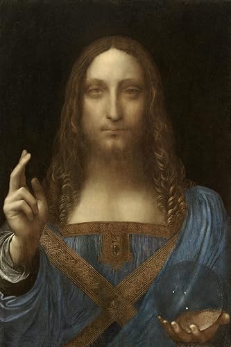 Lienzo Salvador Mundi Cristo haciendo el signo de la cruz Salvador del mundo 1500 Pintura Por Leonardo da Vinci 11" x 16" tamaño de imagen arte