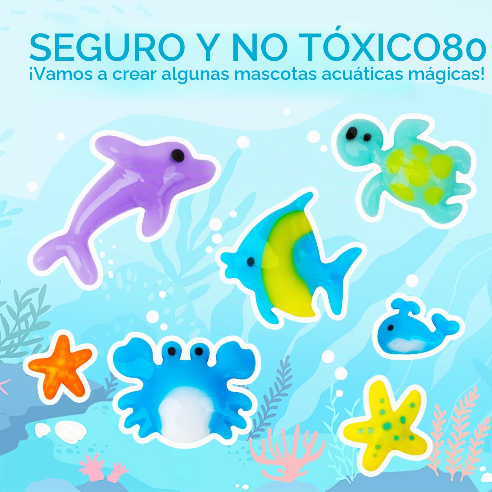 Eleanore's Diary Aqua Gelz Creative Set, Magic Water Elf, Aquagelz 3D Creative Set de Geles Mágicos Océano, Kits de dibujo para Niños con 12 Botellas de Gel de Color y 12 Formas, Juego Dibujo Niños