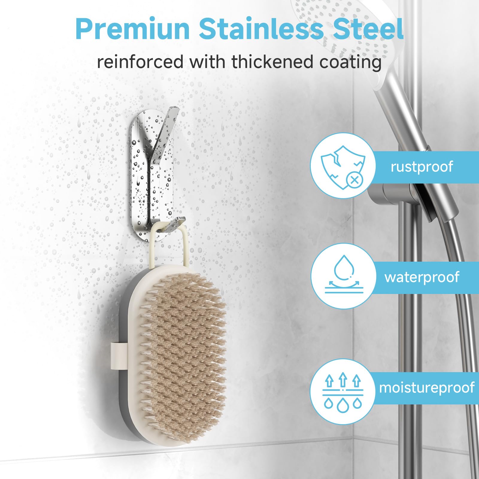 Alyvisun 5 Piezas Ganchos Adhesivos para Pared, Colgadores Adhesivos Resistentes de Acero Inoxidable, Ganchos de Pared sin Taladrar, Colgador Toalla para Baño Cocina Armario (Plata)