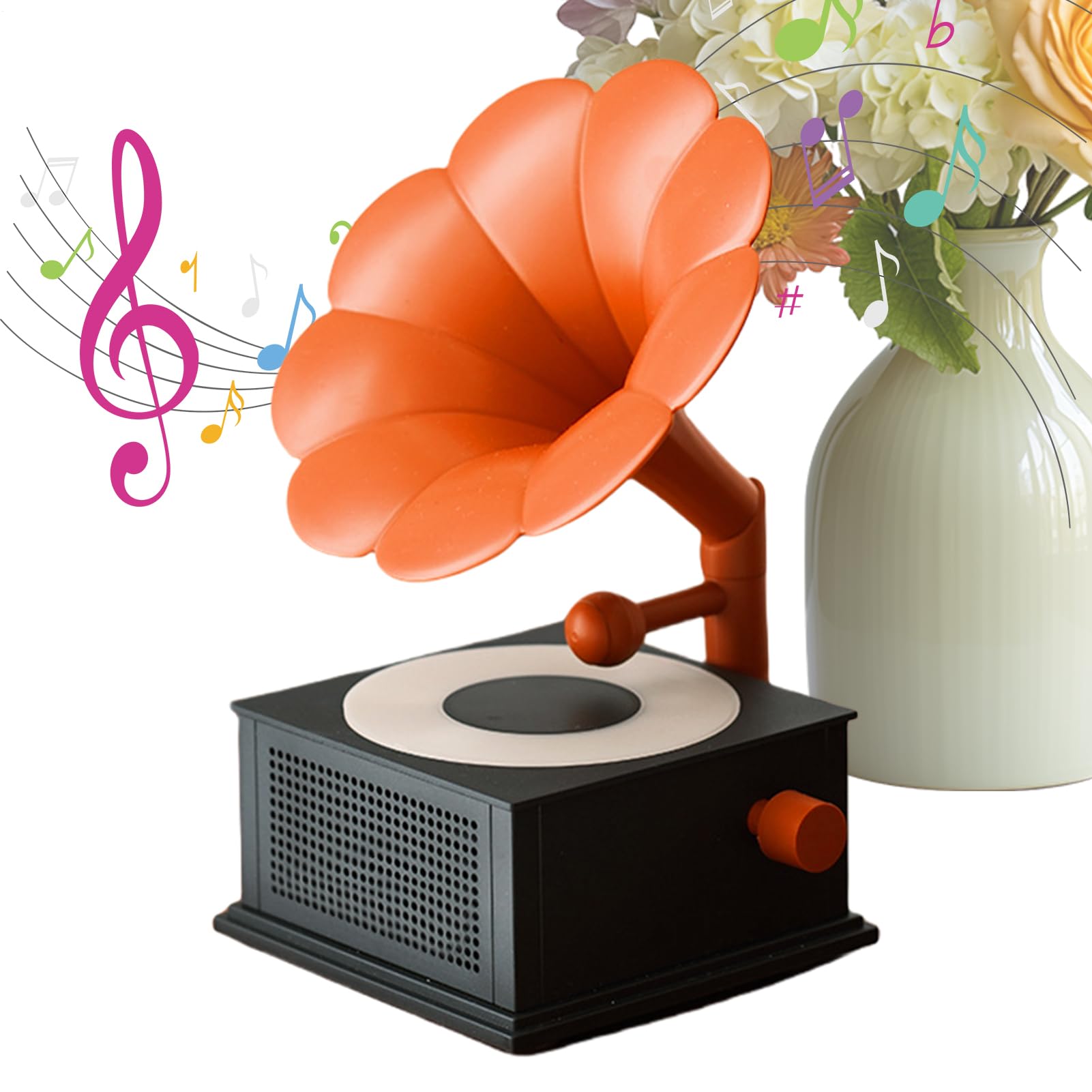 Przenośne Głośniki Głośnik W Vintage Gramofonów | Bezprzewodowy Dźwięk Stereo 3 Tryby Świetlne Przenośny Odtwarzacz Muzyki Dla Domu Kuchni Mężczyzn Kobiet Aktywności Na