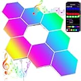Big Hexagon LED Light - 8 Pack Smart RGB Hexagon LED Panels Wall Lights with APP & Remote Control Cool Music Sync Gaming Lights for Living Room, Bedroom, Gaming Room, Kids, Adults