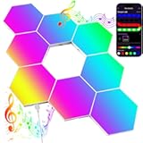 Big Hexagon LED Light - 8 Pack Smart RGB Hexagon LED Panels Wall Lights with APP & Remote Control Cool Music Sync Gaming Lights for Living Room&comma; Bedroom&comma; Gaming Room&comma; Kids&comma; Adults