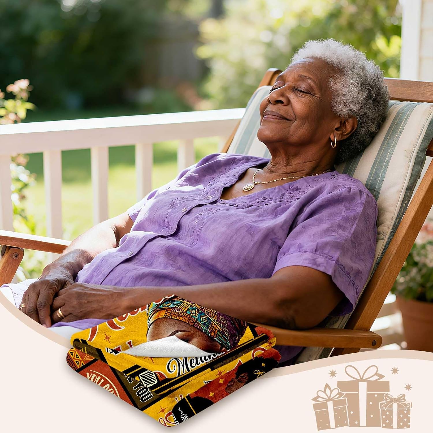 African American Grandma Gifts for Women, Birthday Gifts for Grandma, Afro Grandmother Gift Blanket 60"X50", Encouragement Inspirational Gifts for Grandmas