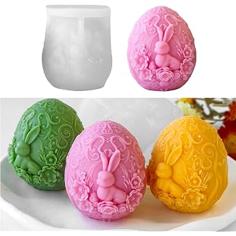Silicone Moulds Casting Moulds Easter 3D Easter Eggs Silicone Mould Easter Candle Moulds for Casting Easter Bunny Casting Moulds Silicone Candles Silicone Mould Easter Egg Casting Moulds Silicone Casting Mould Spring for Crafts
