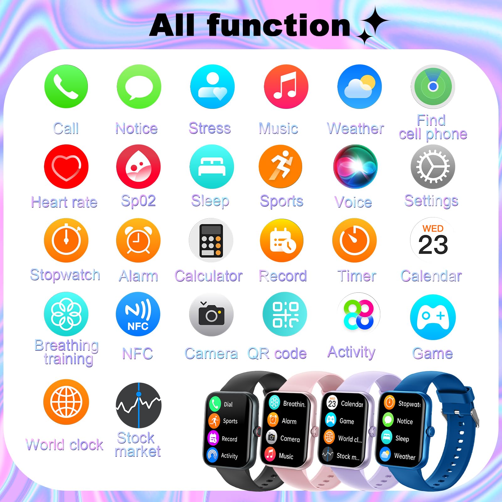 Smartwatch per Bambini, Orologio Fitness 1.83" per Bambini Smart Watch con Contapassi, Cronometro, Bluetooth, 25 Sportivo, Notifiche Messaggi, Fitness Tracker per per Ragazzi Ragazze Adolescenti 8-16