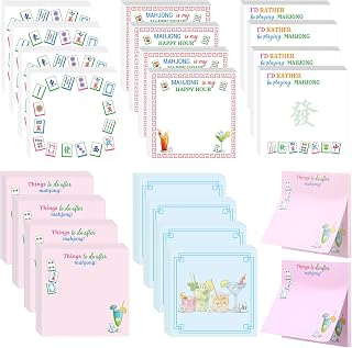 20pcs Mahjong Sticky Notes Pads, 5 Designs Funny Mahjong Notepads Cute Memo Pads for Office Memos Study Notes Family Messages & Schedule Markers