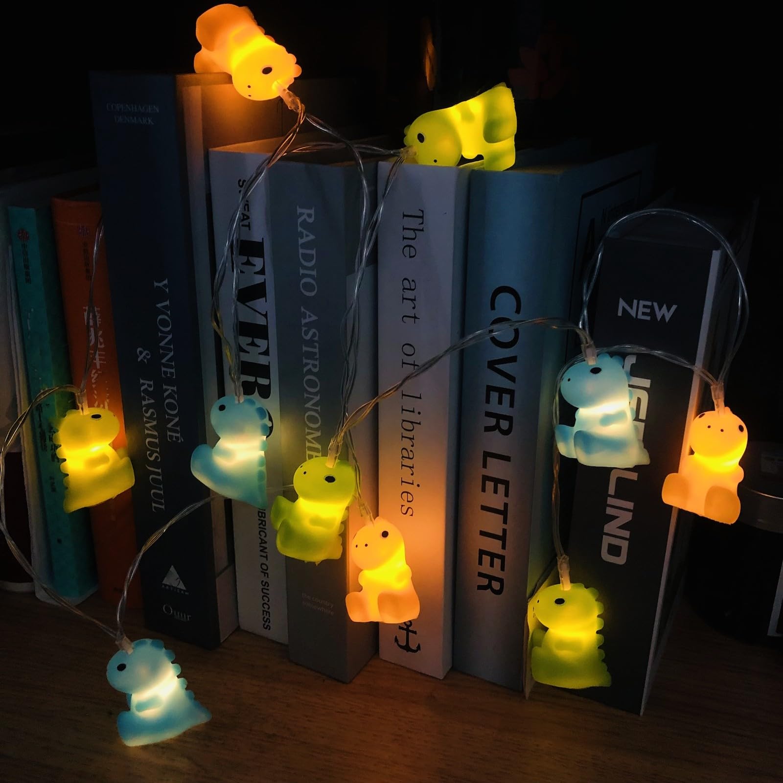 Riaxuebiy Cute Dinosaur String Lights 20LEDs Dino Light 9.8FT Dinosaur Night Light USB Powered Fairy Lights Small Dinosaur Figures Set Indoor Outdoor Children's Room Decoration (3Color Dinosaur) - Image 4