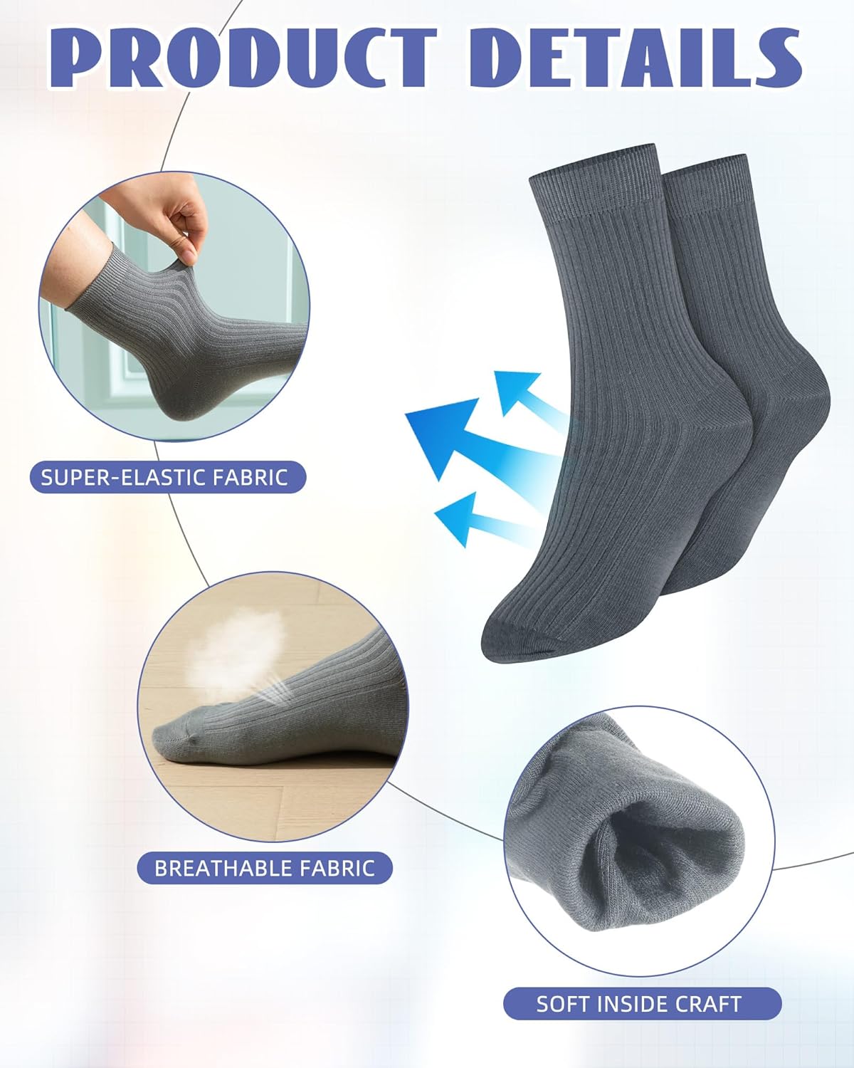 100% Cotton Thick Winter Thermal Socks Bulk for Homeless Unisex Donations Wicking Crew Socks for Adult - Image 4