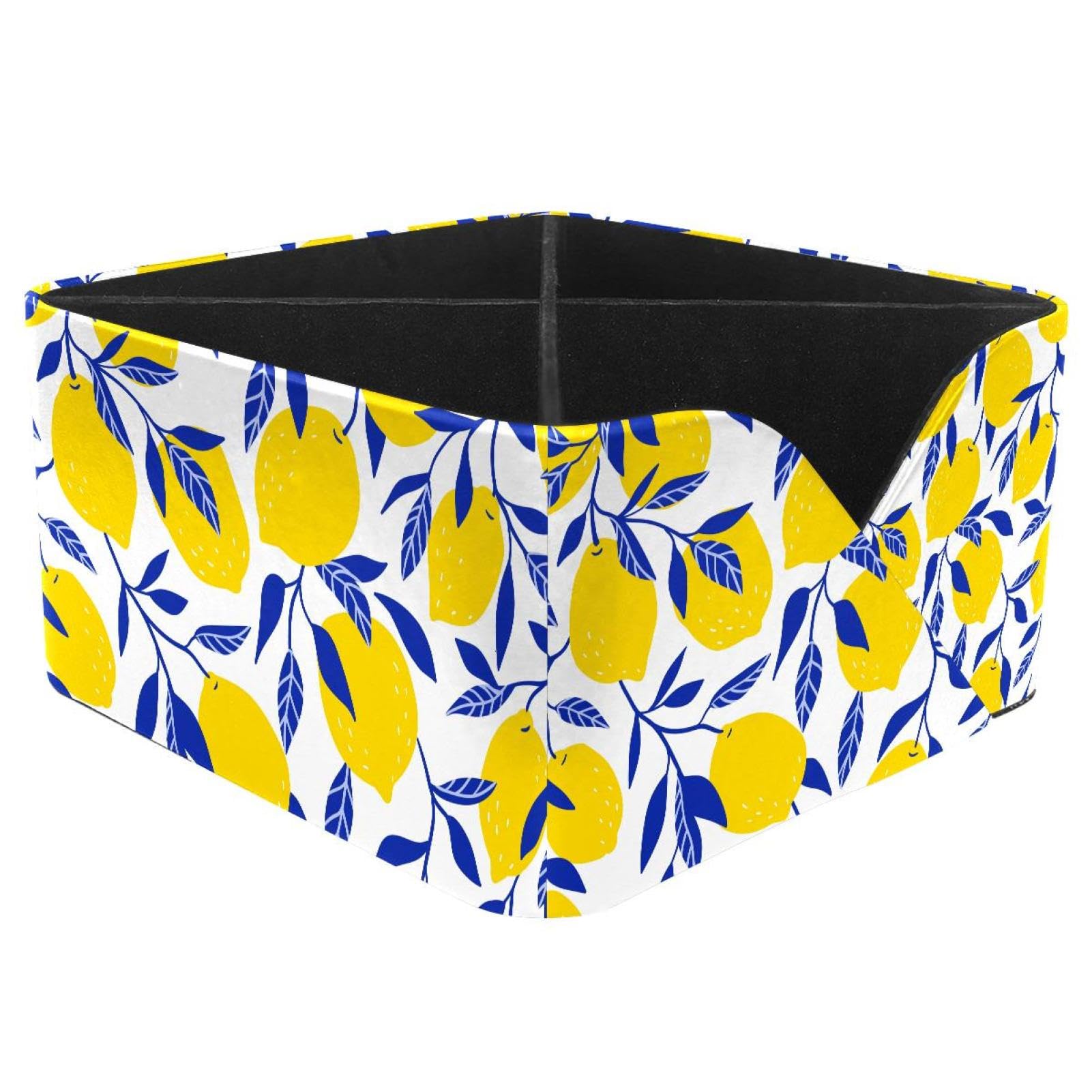 KengjuTesu Tropical Yellow Lemons Fruit Pattern Desktop Organizer Pen Holder, Rectangular Pencil Cup for Office, Study and Makeup Stations