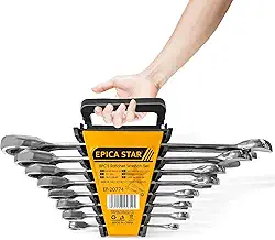 Jogo de Chaves de Catraca, 8 Peças, 8-24mm, com Suporte Plástico