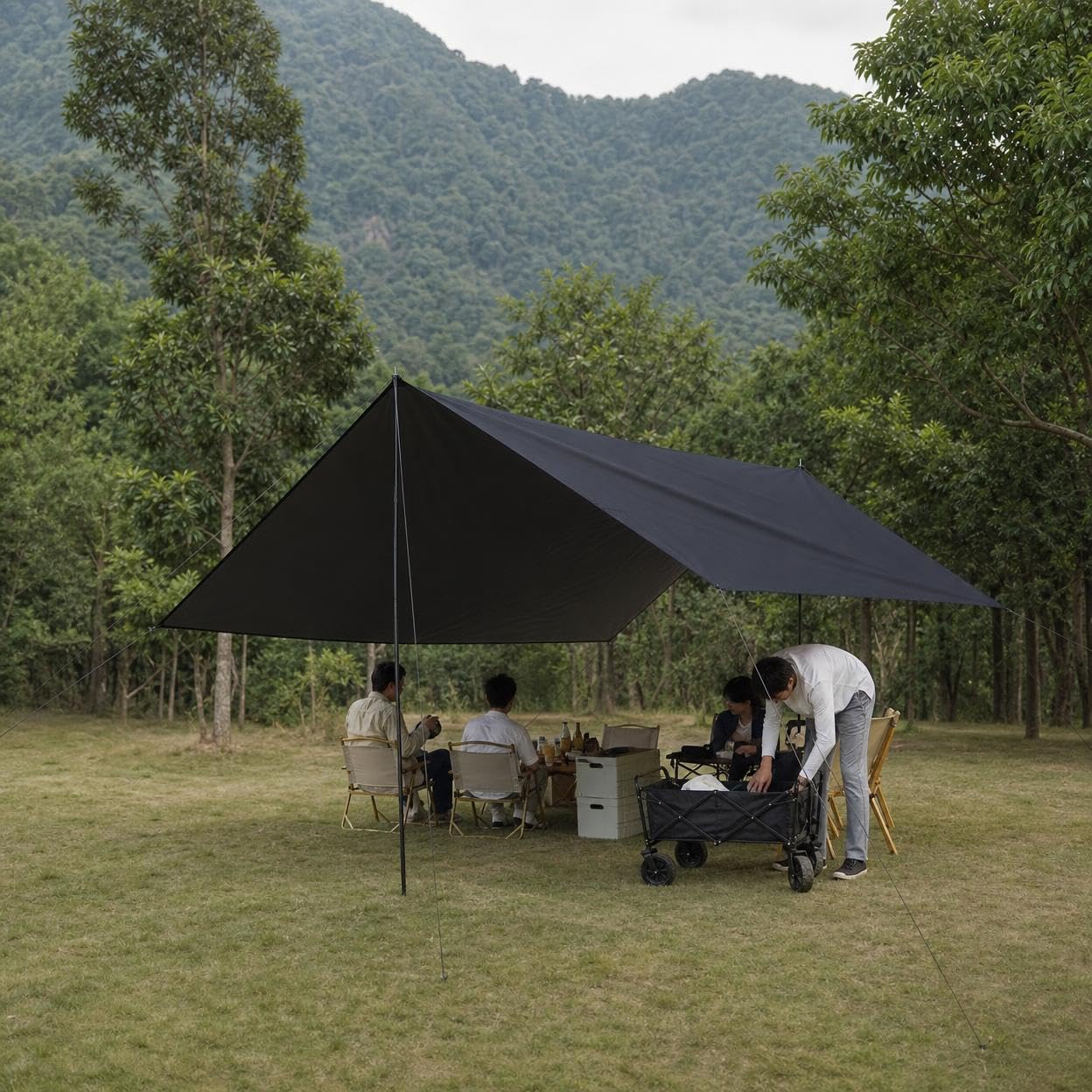 Parasole Esterno Tenda Riparo Copertura Canopy in Oxford con Picchetti E Funi Occhielli Rinforzati E Sacca Adatto per Campeggio Orto Terrazza Eventi All’aperto