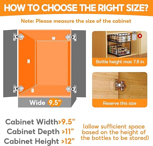 Miniatura 6 de Organizador de especias para gabinete, estante de especias vertical extraíble de 2 niveles, organización de especias de metal resistente para