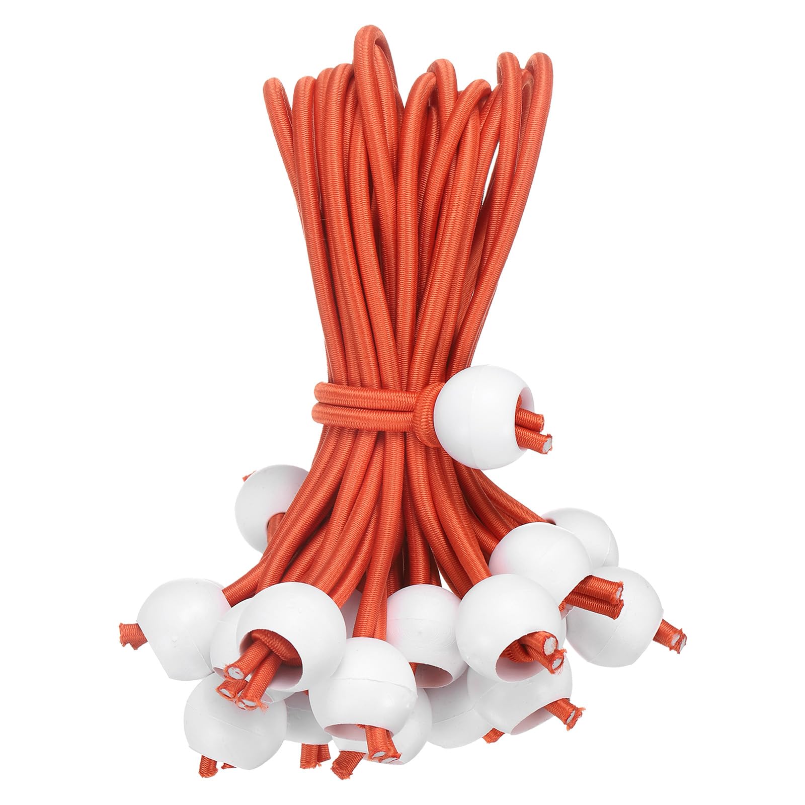 sourcing map 6" Balls Bungee Cords, 30 Pcs Bungee Cords with Balls Elastic Tarp Tie Downs for Tents, Camping, Tarp, Posters, Expander Loops, Tarpaulin Holders, Tarpaulin Rubber (Orange/White)