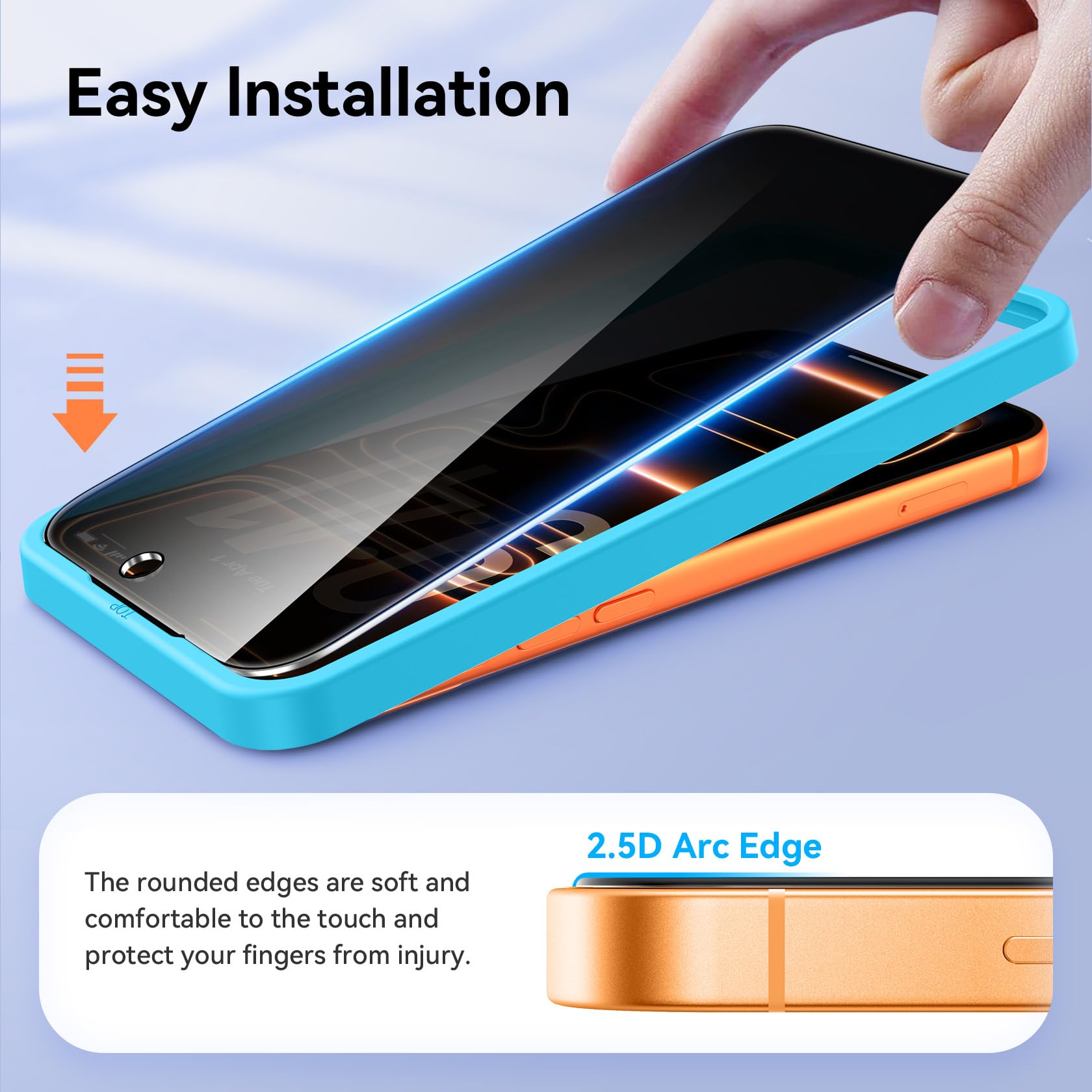 Niphabe 3 Pezzi Pellicola Privacy per iPhone 17 Pro Max con 3 Protezione Fotocamera, con Strumento di Facile Installazione, Vetro Temperato Anti Spia Grado Militare 9H Durezza Anti-graffio