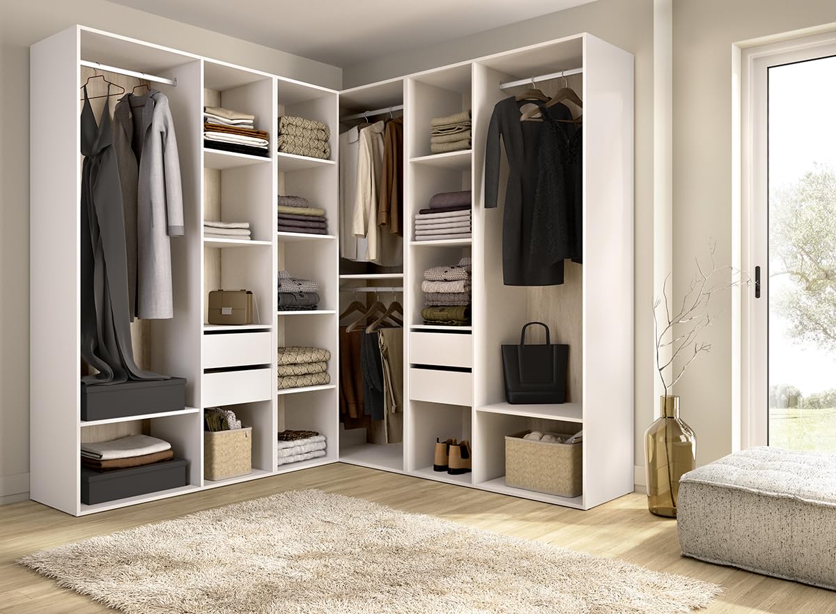 DEKIT Grupo RIMOBEL-Conjunto Armario-VESTIDOR Rincon con Trasera Reversible