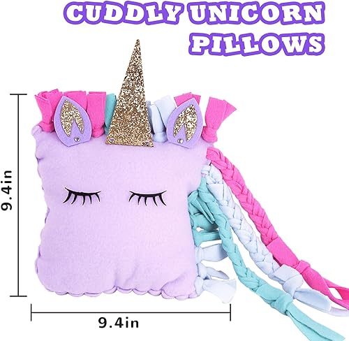 Miniatura 2 de Flying Childhood Kit de almohada de unicornio sin coser para niñas, regalo de Navidad de 8 a 12 años, kits de bricolaje para niños, haz tu propio