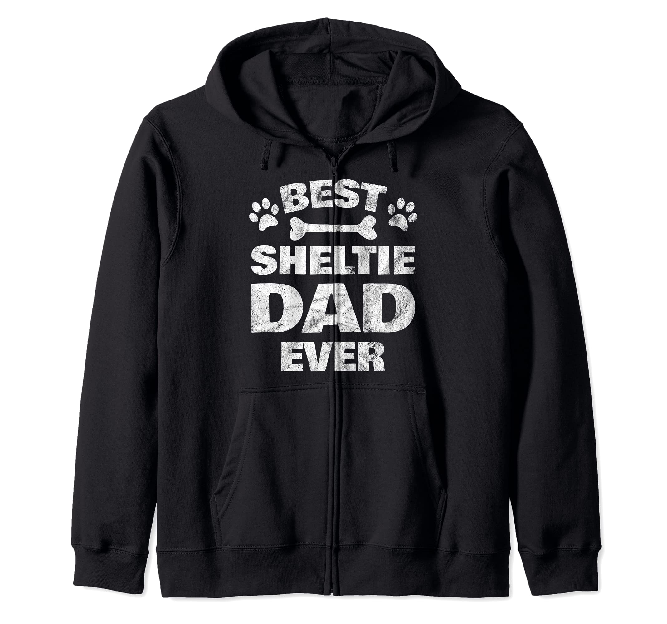 Best Sheltie Dad Dog Zip Hoodie, Black
