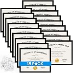 5 PACK Certificate Frames 8.5 x 11,Black Diploma Frame Document Frame with Clear Plexiglass,Picture Frames for Tabletop and Wall Display
