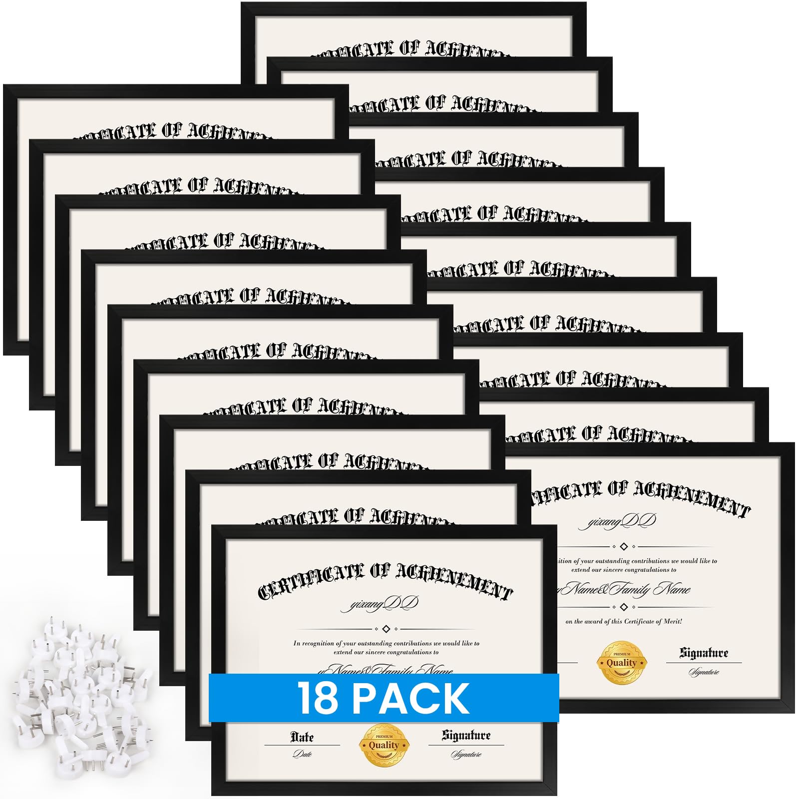 YixangDD 18-Pack Black diploma frames