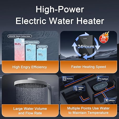 Vista 30 de Calentador de agua eléctrico sin tanque de 18 kW, 240 V, agua caliente bajo demanda para toda la casa, certificado ETL, auto modulante, diseño