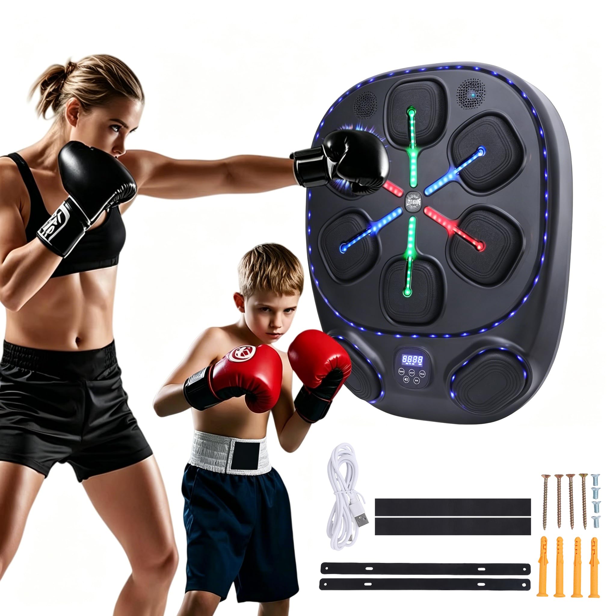 Macchina per la Boxe con Musica Intelligente migliorata Macchina per la Boxe a Muro Bluetooth Regolabile per Bambini e Adulti con Staffa di Montaggio a Muro per l'allenamento del Bersaglio