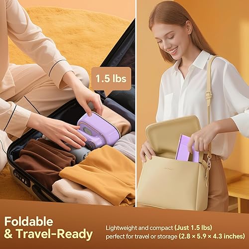Miniatura 5 de Plancha vaporera de viaje para ropa, plancha de vapor portátil 2 en 1, uso plano o vertical, mango plegable de 180, calentamiento rápido de 15