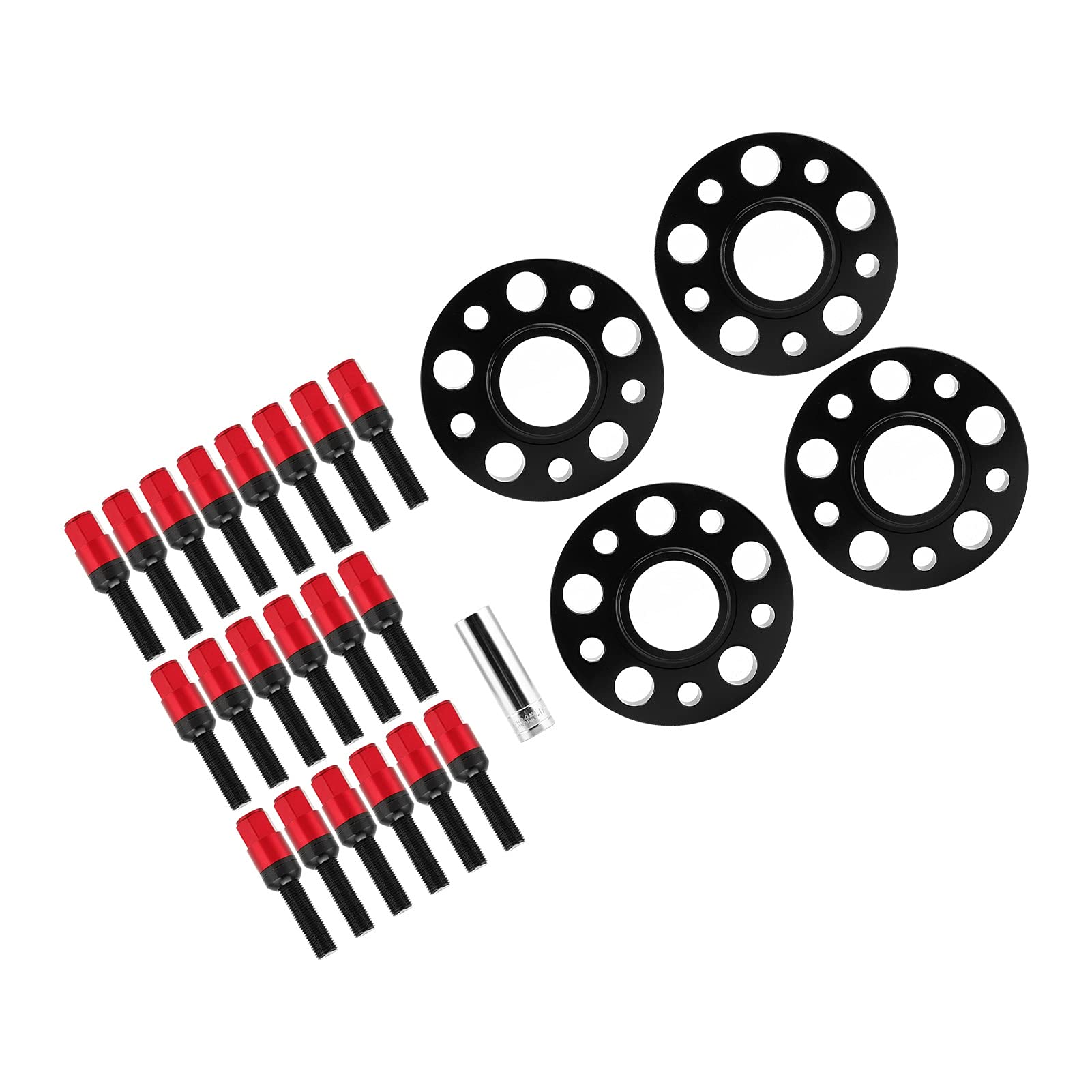 Aramox 20-Mm-Nabenzentrierte Spurverbreiterungen, 6061 T6-Aluminium-Bohrungs-Spurverbreiterung 5x112 66,56 Mm CB M14x1,5, Geschmiedete CNC-Passform für S4 S5 S6 SQ5 Allroad-Fahrer (Rot)