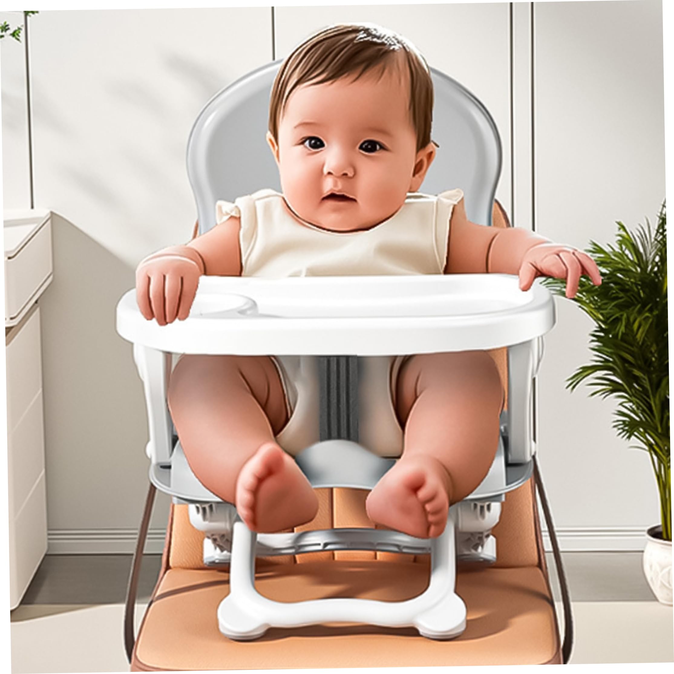 Chaise haute portable pliable rehausseur gris | Pliable pour les voyages, deux plateaux en plastique, adapté aux tout-petits, idéal pour une utilisation en extérieur