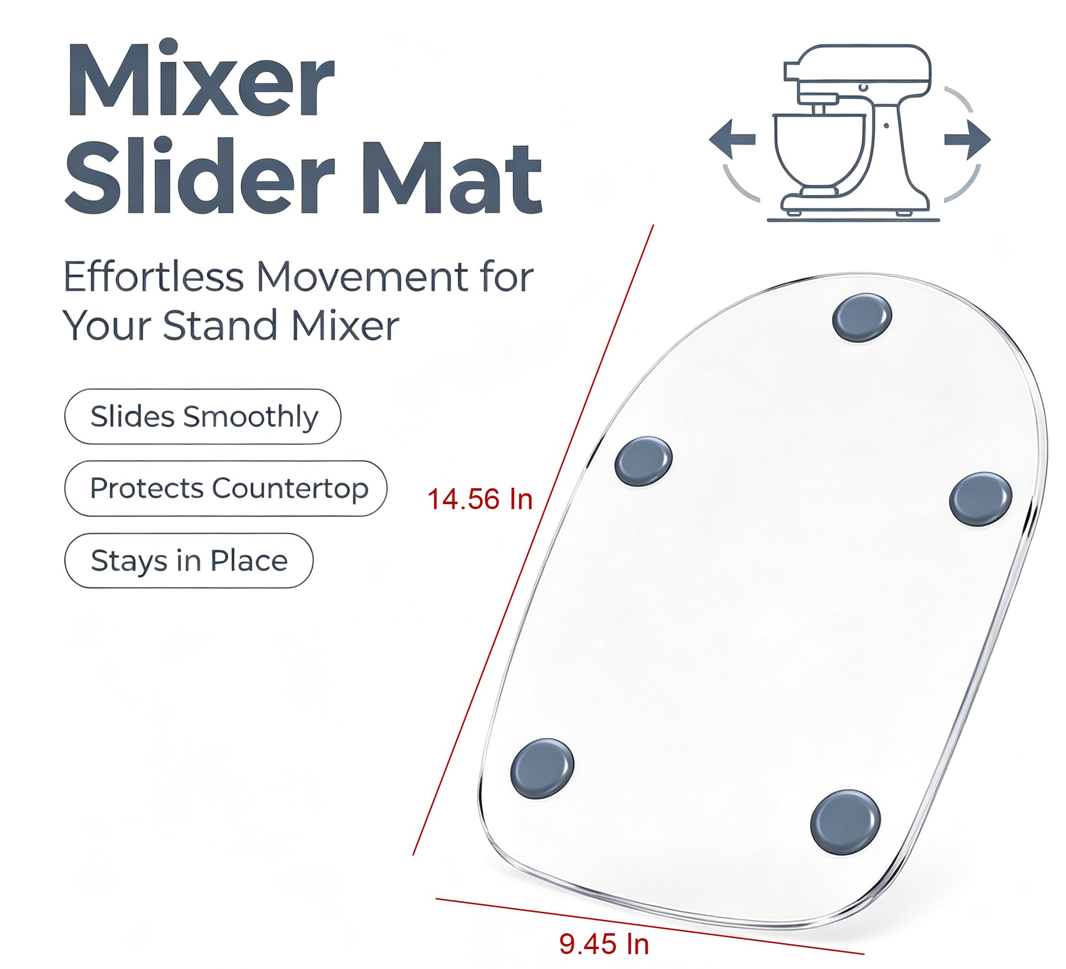 Slider miscelatore acrilico ispessito, per 4,5-5QT, 10 mm di