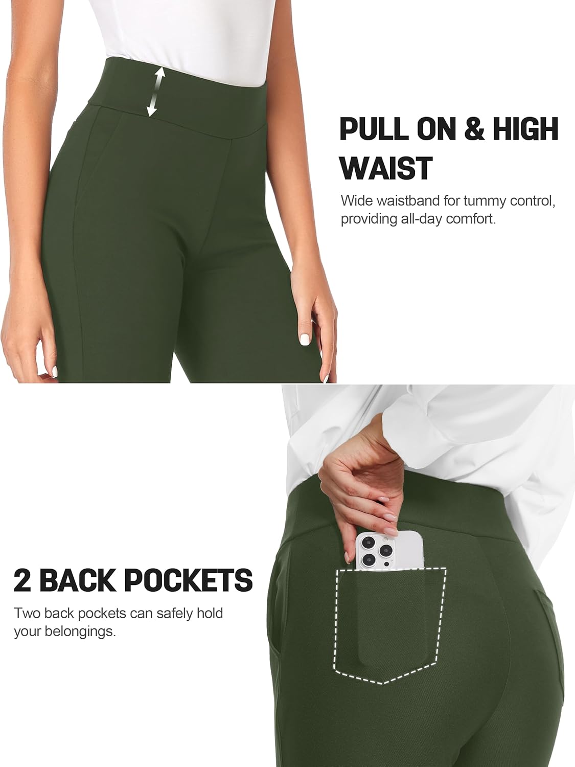 Tapata Women Dress Pants 28"/30"/32"/34" High Waist Stretchy Bootcut Pants Tall, Petite, Regular for Office Business Casual - Image 5