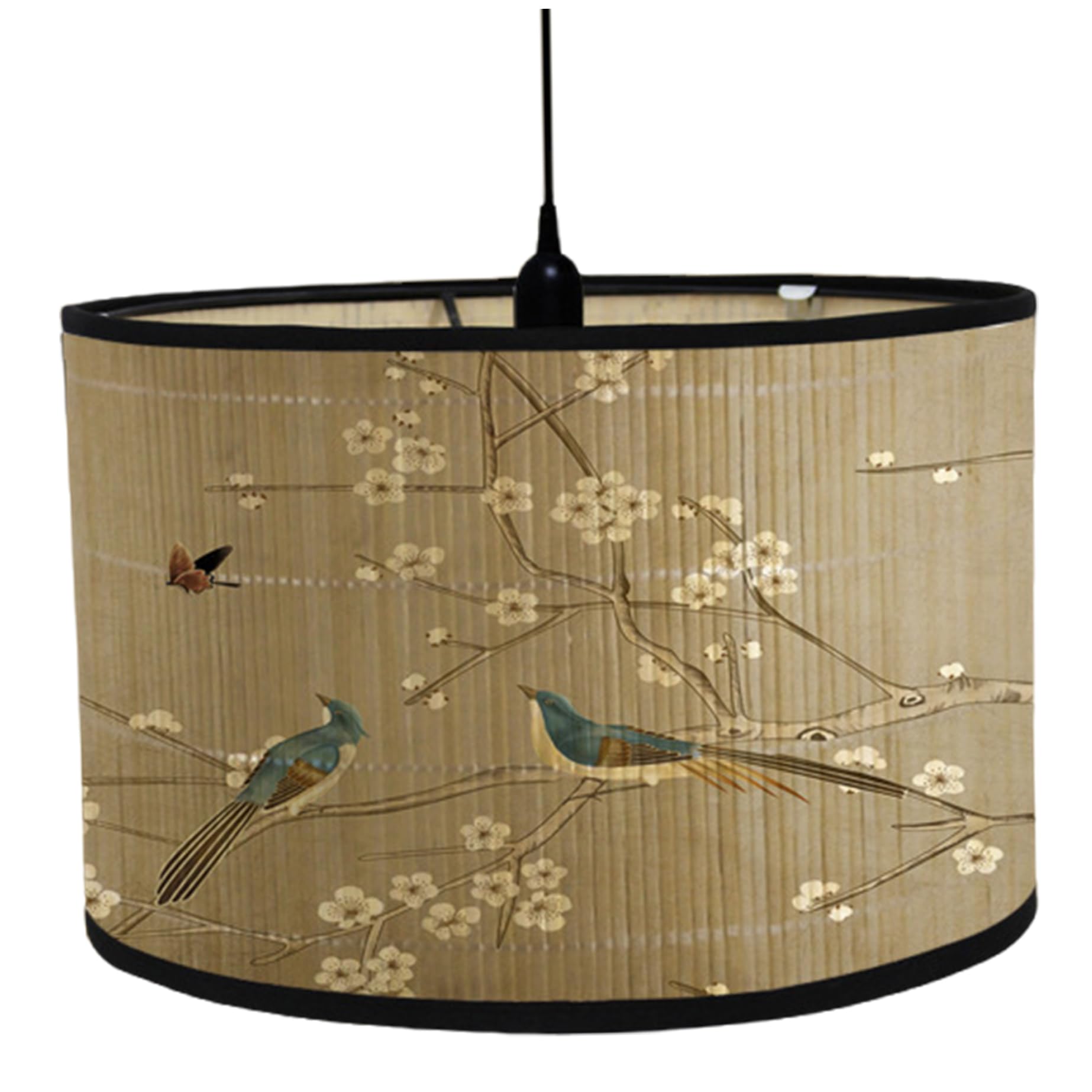 Lampshade 12x8 Inch Barrel Vintage Flower Lamp Shade with Bird for E27 Bulb Detachable Bamboo Decorative Lamp Shades for Home, Hotel Flower Shade