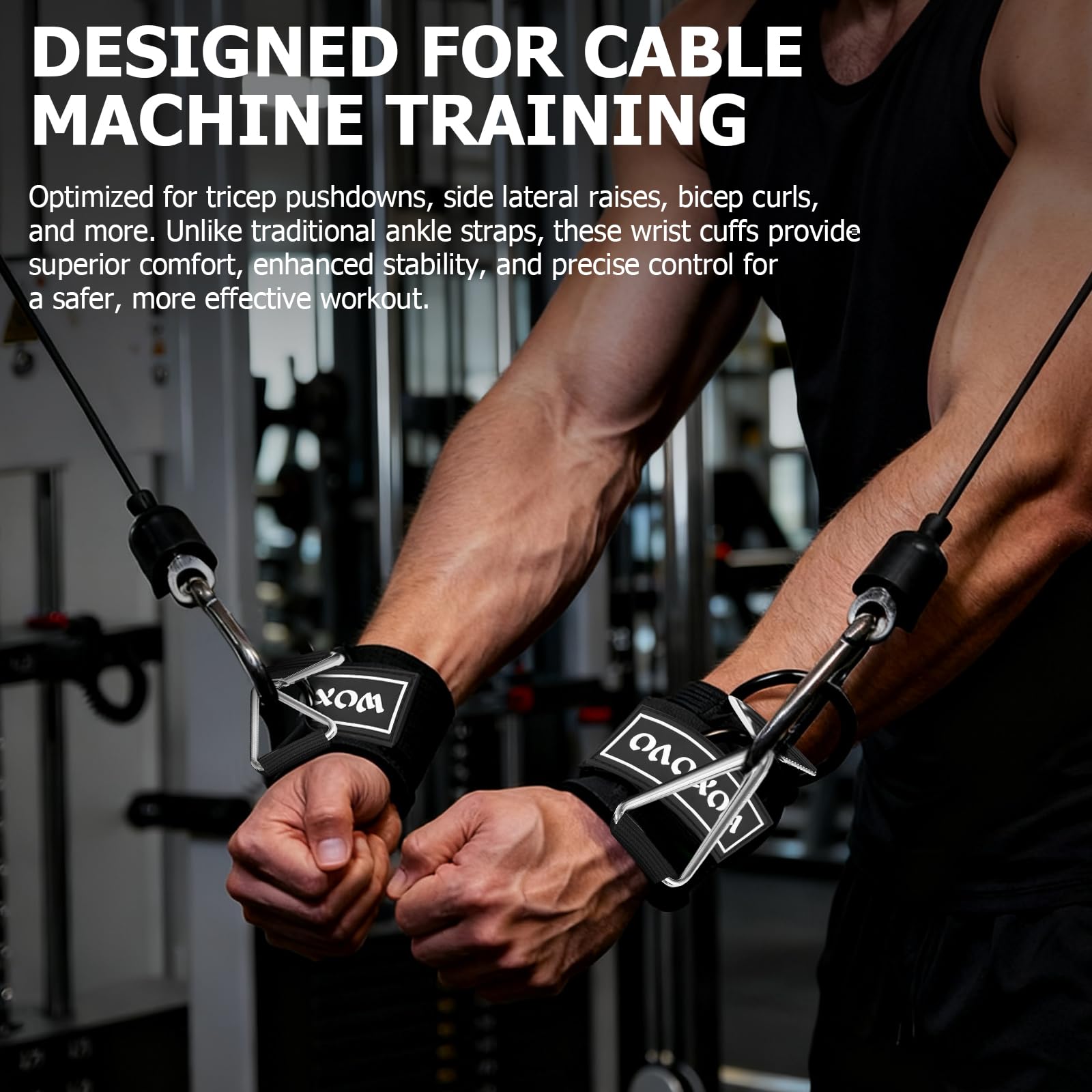 Muñequeras para gimnasio, correas de muñeca para máquinas de cable, correas de mano de neopreno de 7 mm, con cierre de triangular ajustable para cables y estaciones de tracción, 2 unidades