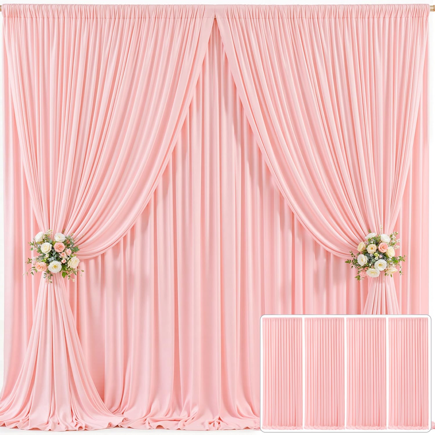10x10 Champagne Backdrop Curtain for Parties Wedding Baby Shower Wrinkle Free Photo Curtains Backdrop Drapes Fabric Decoration for Bridal Shower 5ft x 10ft,2 Panels — view 113