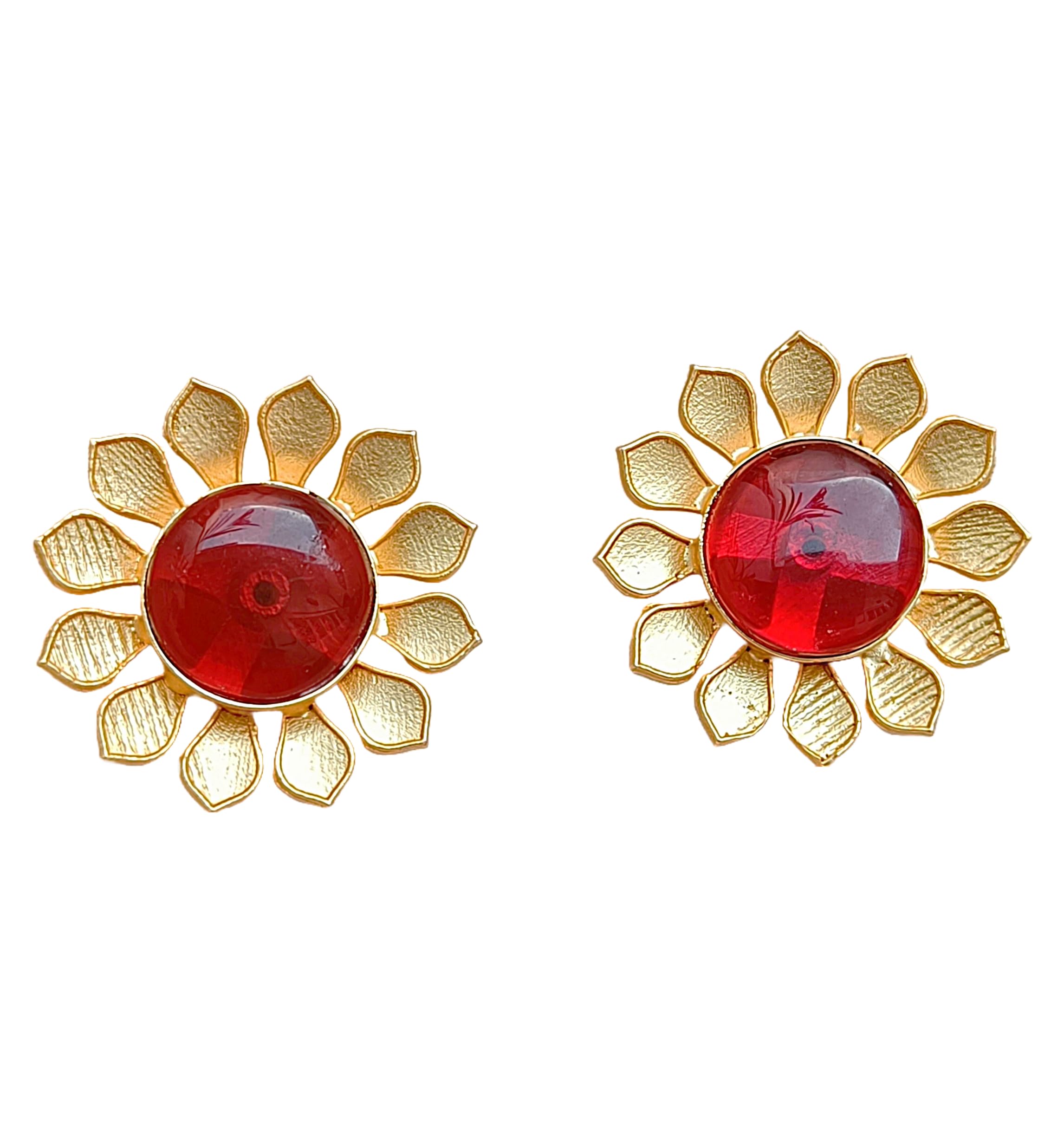 FHF Women’s Floral Stud Earrings For Women | Gorgeous Gold Plated Design For Everyday Elegance | Stylish Studs Earrings (Red) (B0D4MF7TKB) Amazon Price History, Amazon Price Tracker