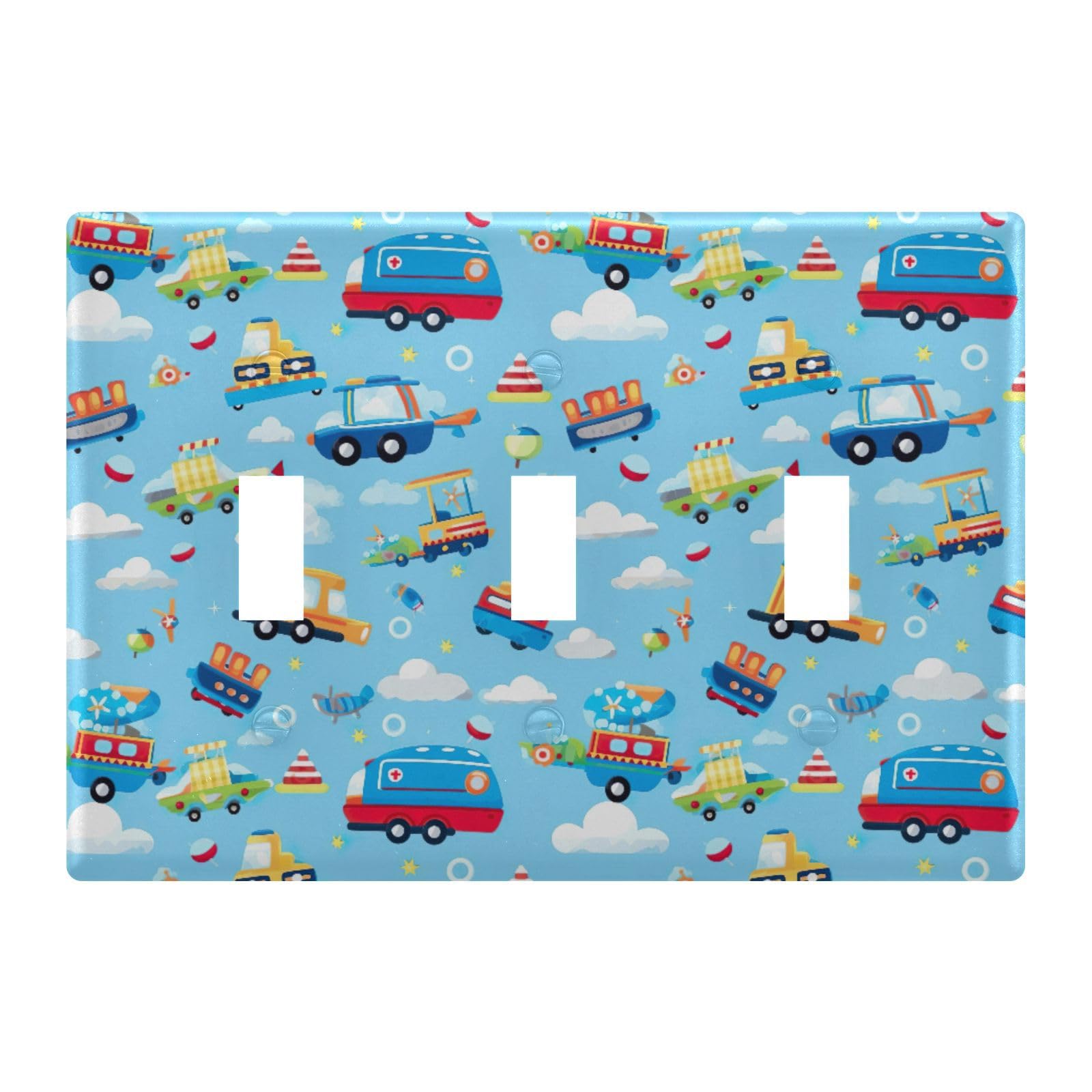 Light Switch Cover Cartoon Car Wall Plates for Electrical Outlets 3 Gang 202a8517