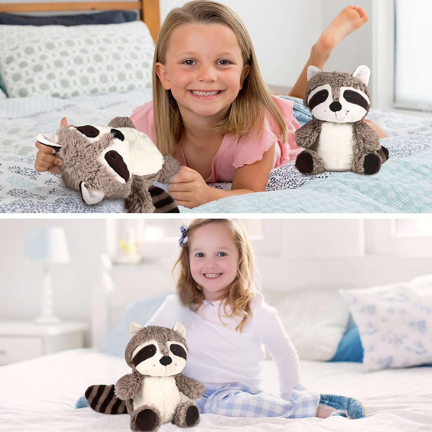 2 Pieces Raccoon Stuffed Animal Small Cute Plush Raccoon Brown Plushie Woodland Toy Soft Animal Doll for Babies Children Kids Girls Boys