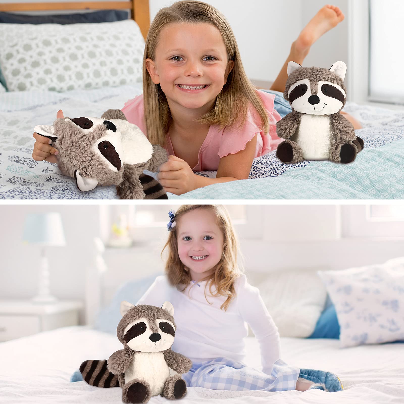 Threan Waschbär Stofftier 2 Stücke Kleines Waschbär Plüschtier Süßer Gefüllter Waschbär Brauner Waschbär Plüschtier Woodland Waschbär Plüsch Spielzeug Weiche Kuscheltier Puppe für Kinder, 10 Zoll