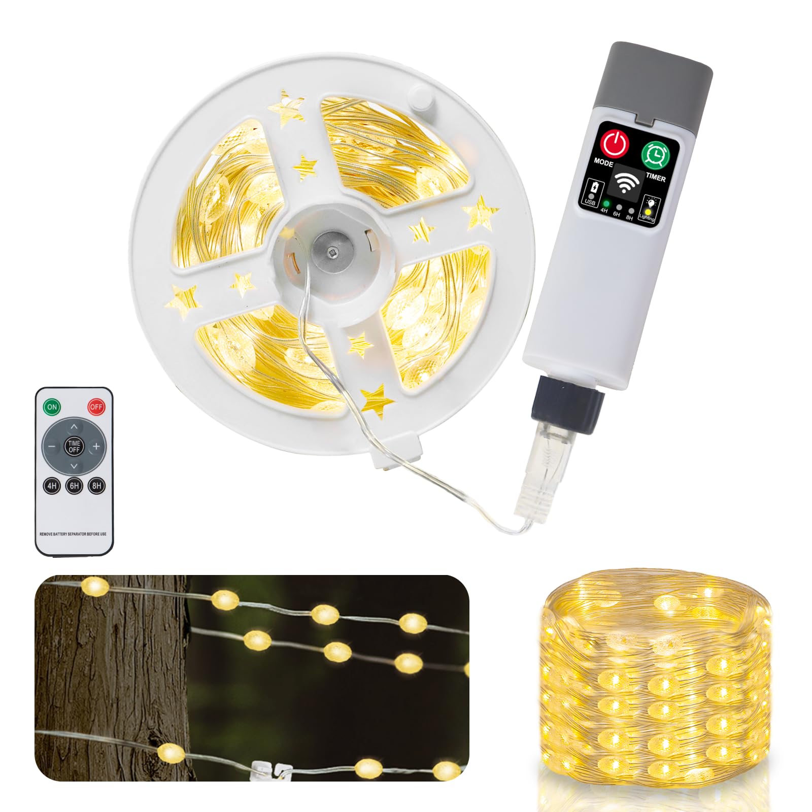 Speclux Camping String Lights 10M 100LED/Rugby, Ortable Rechargeable Outdoor Fairy Lights with 8 Lighting Modes