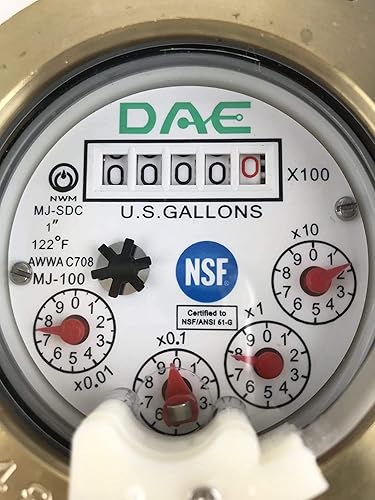 Miniatura 4 de DAE MJ-100 Medidor de agua potable sin plomo NSF61 de 1 pulgada, salida de pulso + acoplamientos, galones