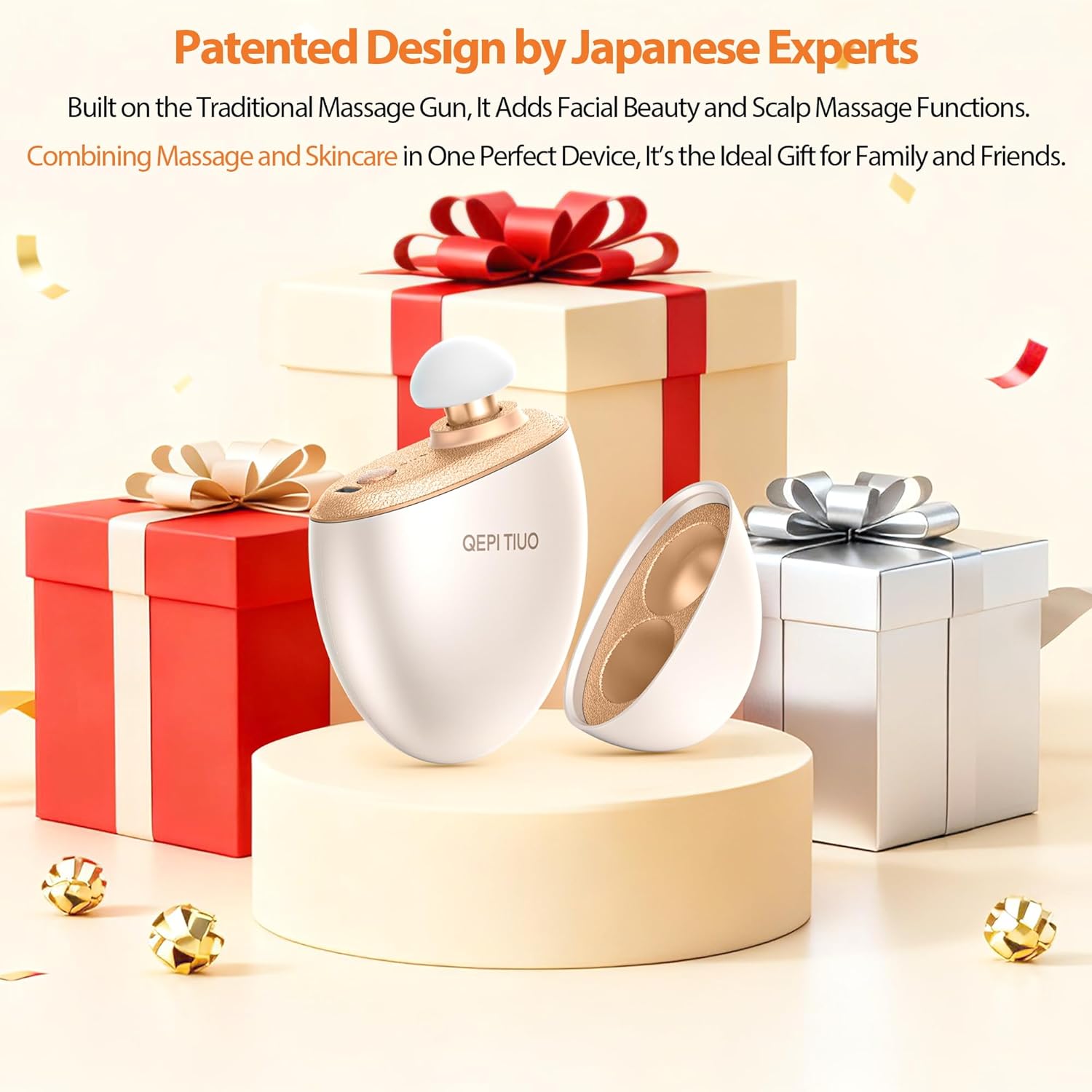 Mini Massage Gun,Designed by Japanese Experts,3-Pin Retractable Head (For Face & Scalp) + Round Head (For Muscle Groups),Percussion Deep Tissue Massage,4 Speed Settings,0.5lb,for Home/Gym,Ideal Gift - Image 7