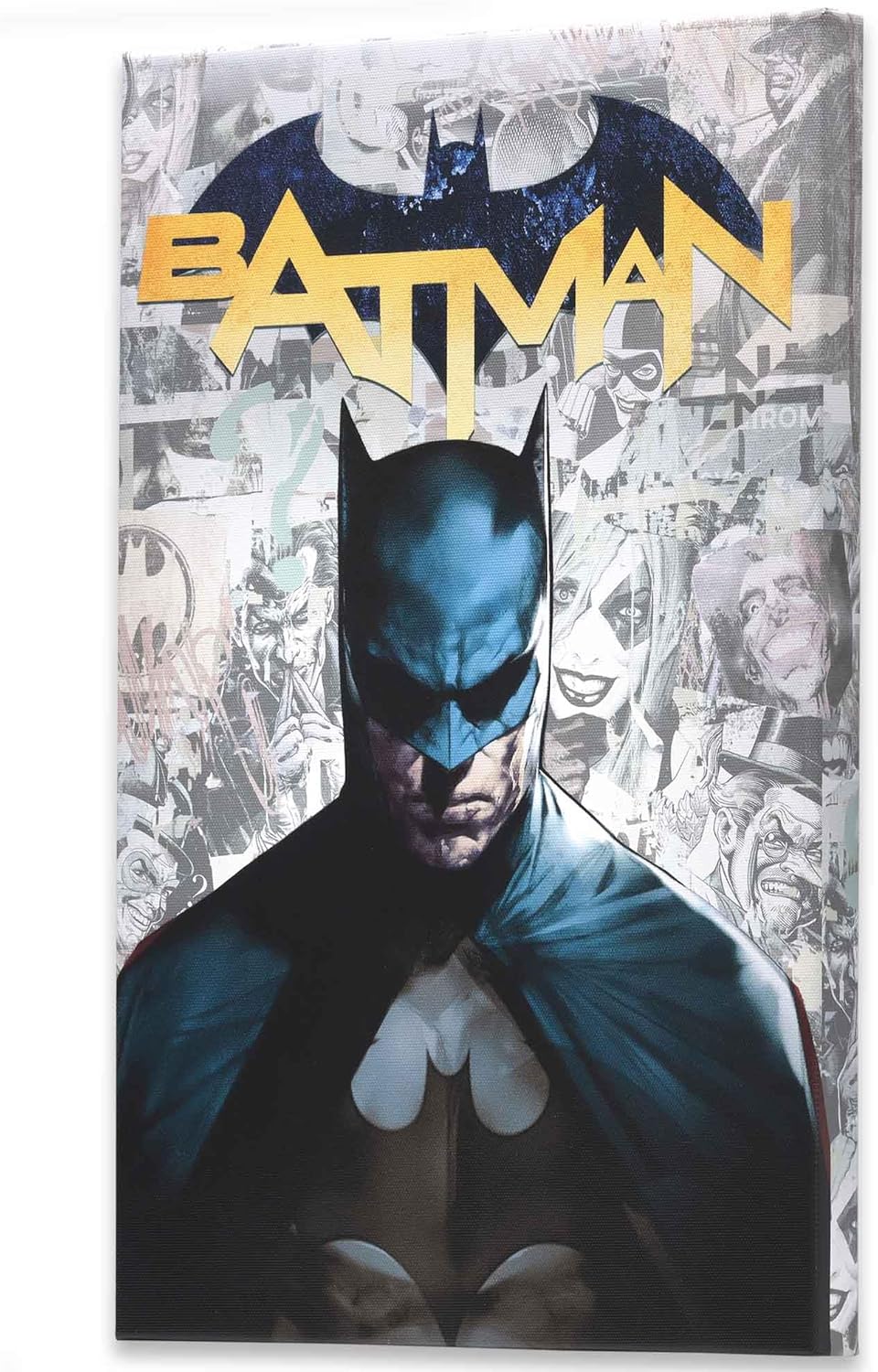 DC Comics Bat Signal Over Gotham City Gallery Wrapped Canvas Wall Decor - Vintage Batman Wall Art for Man Cave or Movie Room