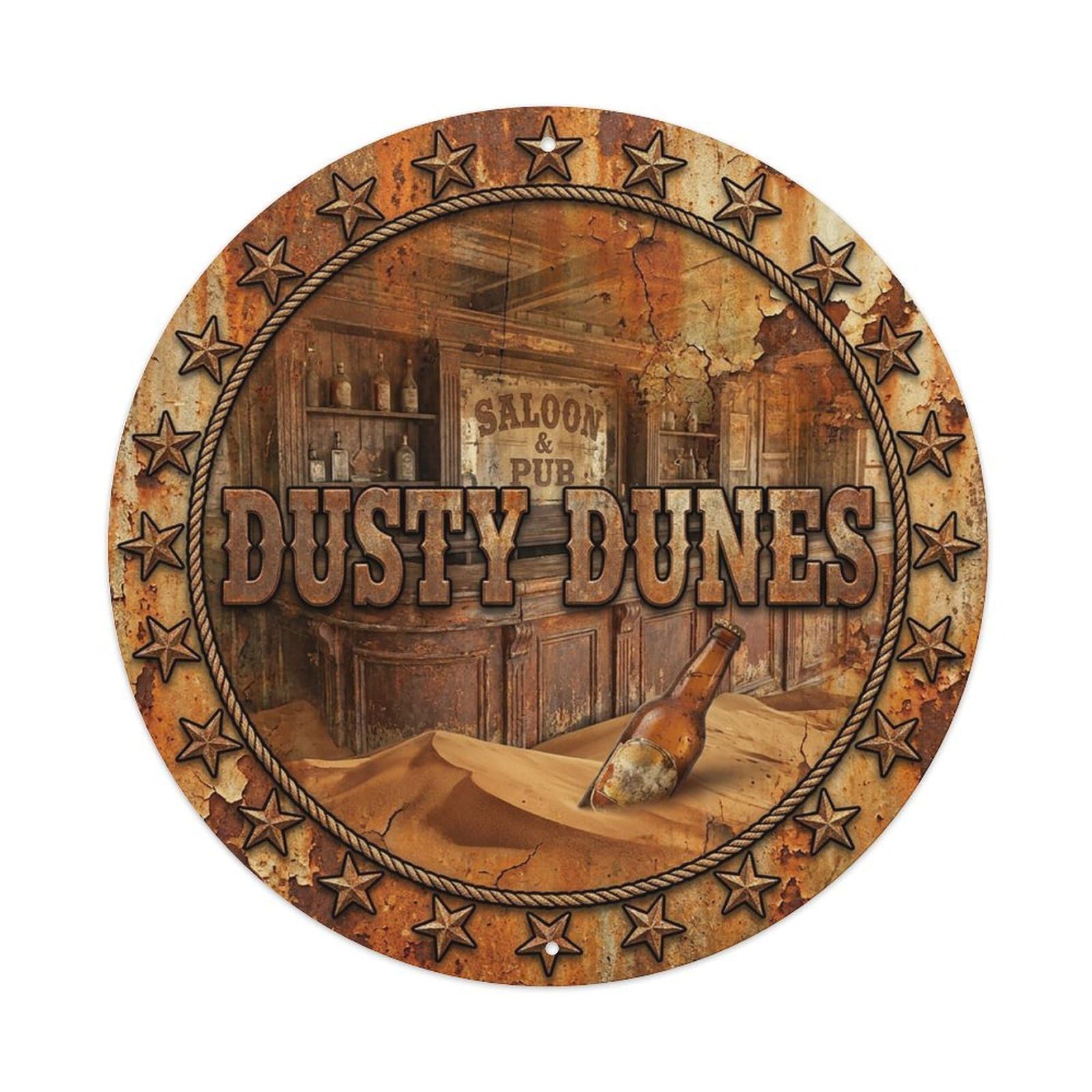 Vintage Beer Western Cowboy Dusty Dunes Retro Bar for Pub Vintage Metal Tin Sign Plaque Wall Decor for Cafe, Club Bar, Office, Garden Metal Poster 8x8Inch