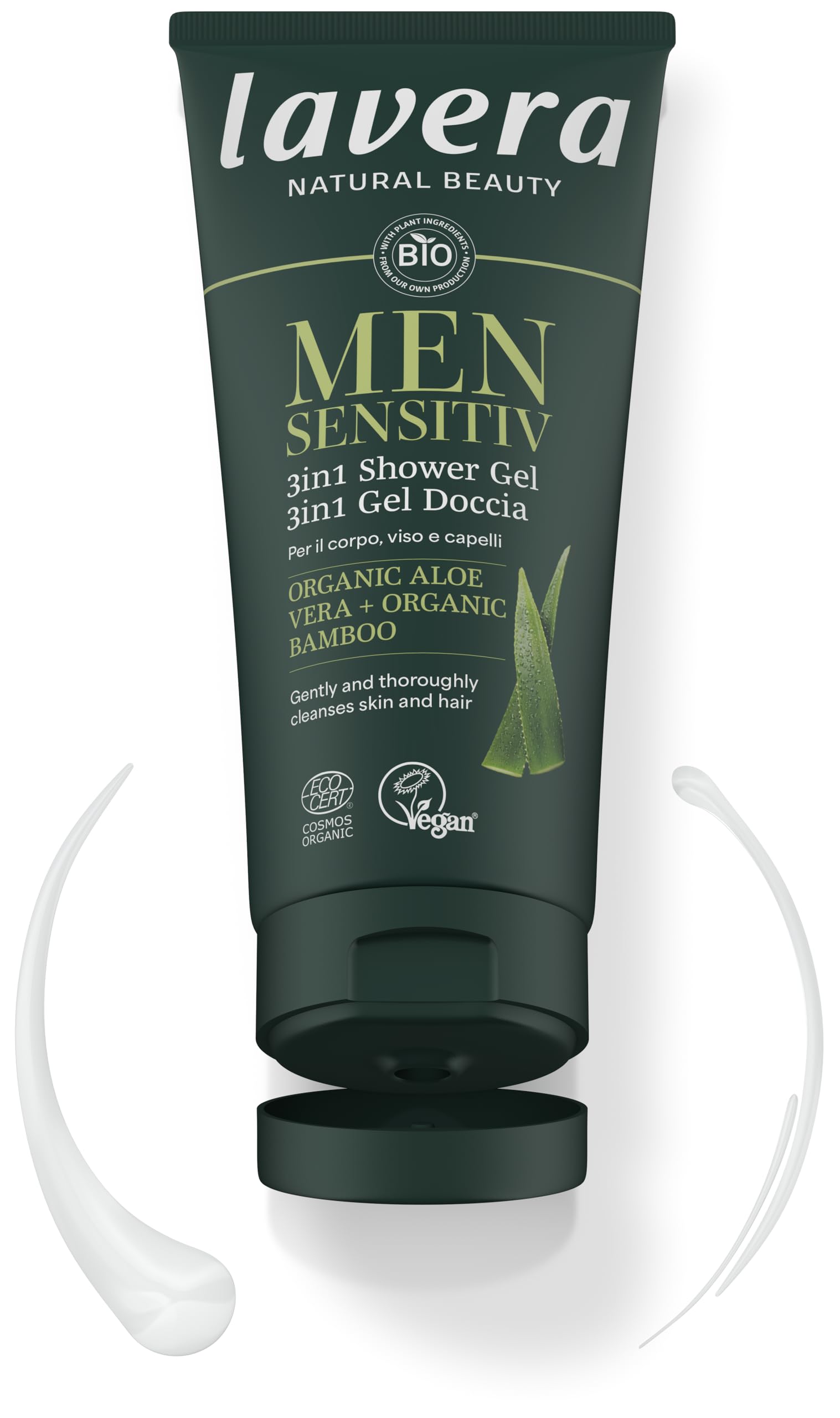 lavera Men sensitiv 3in1 Shower Gel, refreshing & revitalising, for sensitive skin, organic bamboo & organic aloe vera, vegan - Image 2