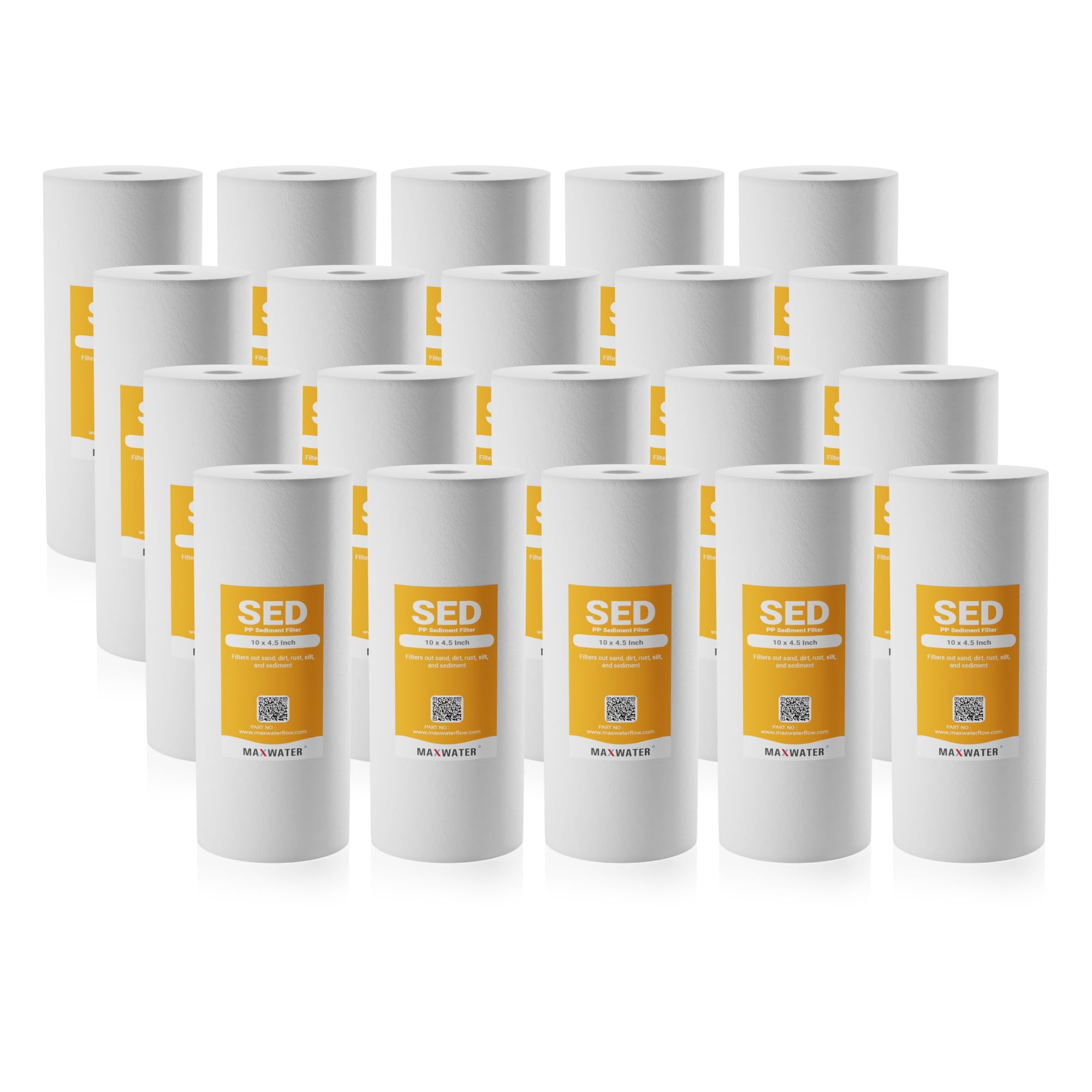 Max Water Filtro de agua de sedimentos para toda la casa de 5 micrones, 10 x 4.5 pulgadas, cartuchos de repuesto para filtro de agua de pozo de polipropileno fundido para DGD-5005, AP810, SDC-45-1001,