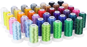 CleverDelights Embroidery Machine Thread Set - Strong Polyester Thread - for Brother Babylock Janome Singer Pfaff Husqvarna Bernina Machines - 40 Wt 120D/2 Thread 40 Piece Set - 550 Yard Spools